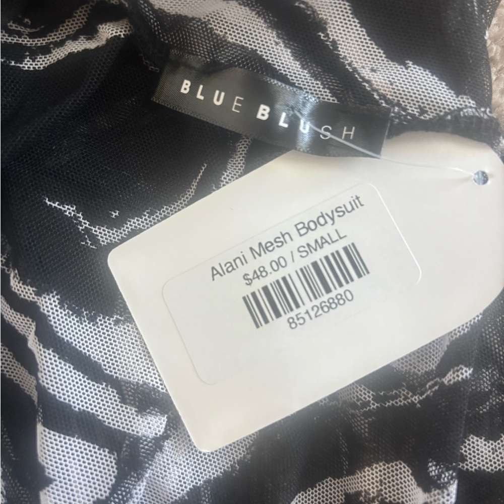 Blue Blush Monochrome Mesh Bodysuit